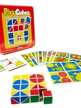 2010 Pixy Cubes Imagination & Color Code Logic Game Tin Complete Open Box Unused